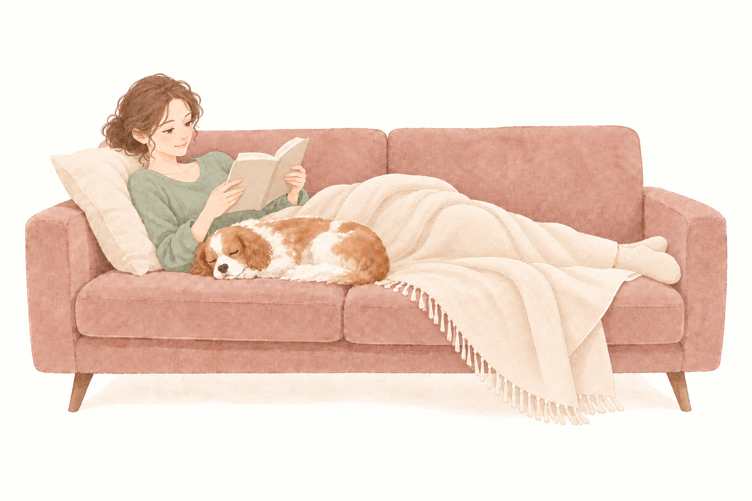 ソファでひと息つく、静かな時間のイメージ